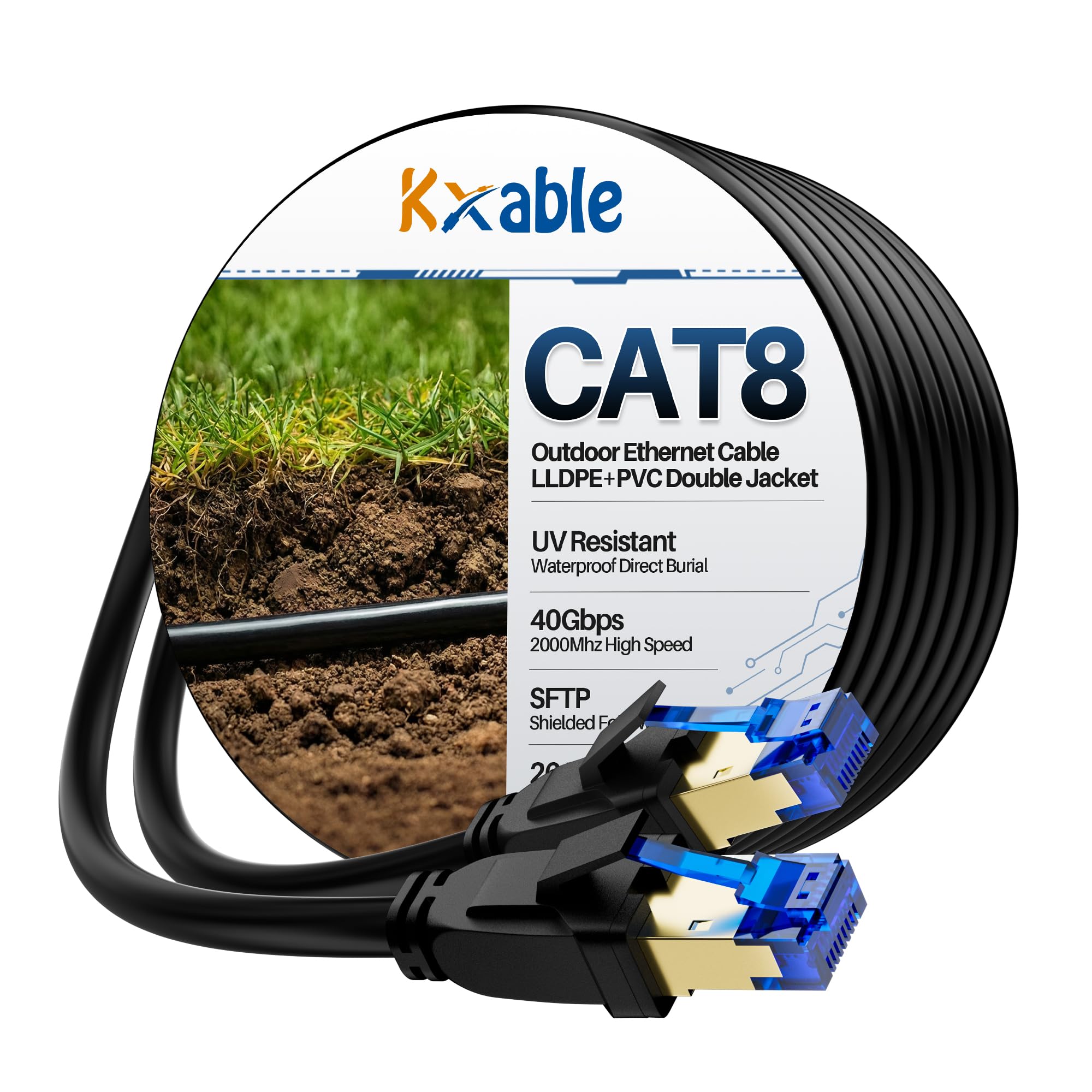 Kxable Cat 7 Ethernet Cable 1 Feet, Cat7 High Speed Internet Cord, CAT7 RJ45 LAN Network Cable, Triple Shielding SFTP 10Gbps 600Mhz Patch Cable, Compatible with CAT6A CAT6 CAT5E CAT5 Cable