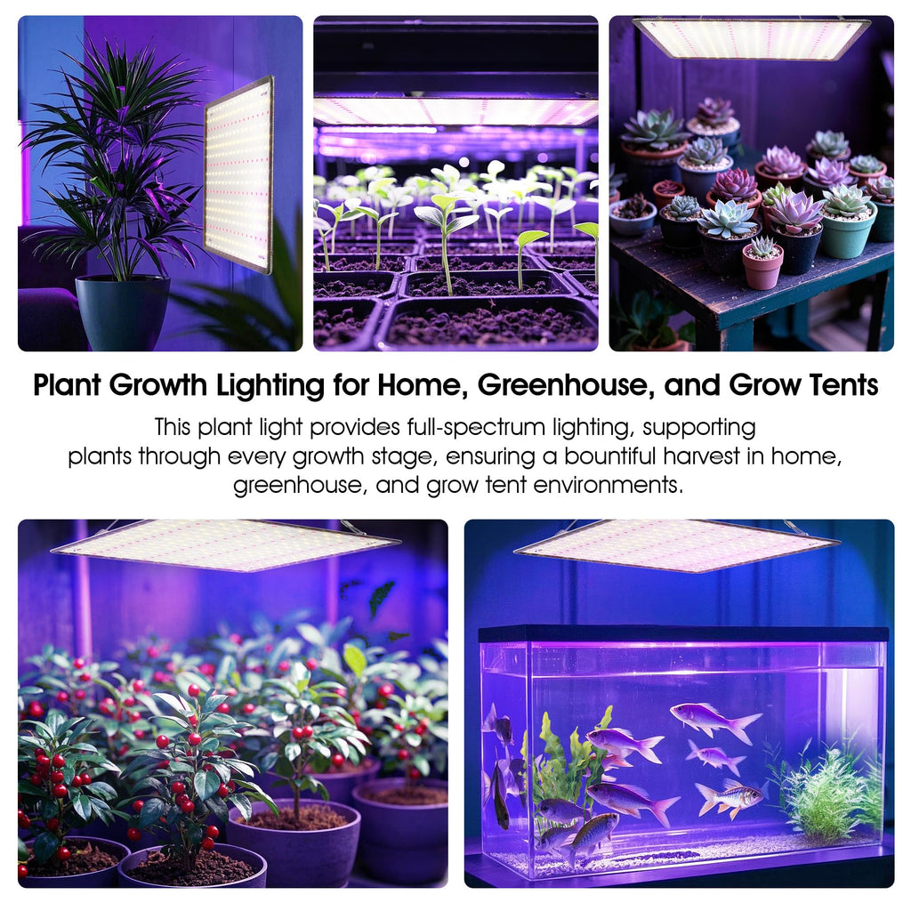 2 Pack LED Grow Light Panel 200W Lamp for Indoor Plants, Full Spectrum with White Blue Red UV IR LEDs for 4x4ft Coverage Grow Tent Greenhouse Veg and Bloom Seedlings Hydroponics