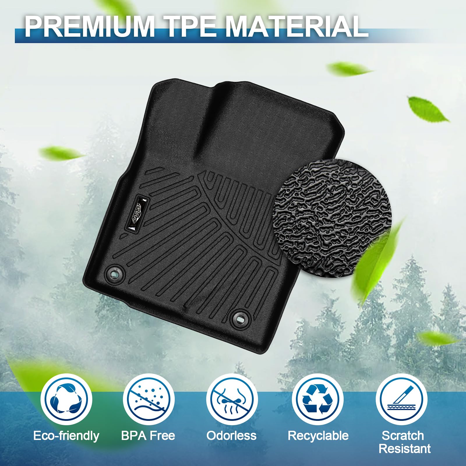 PELEUS Floor Mats for Toyota 4Runner 2003-2009 (4th Gen), All Weather Custom Fit Car Mats & Cargo Liner Set, Odorless TPE Heavy Duty Protection Accessories, Black (Only 5-Seat Models)