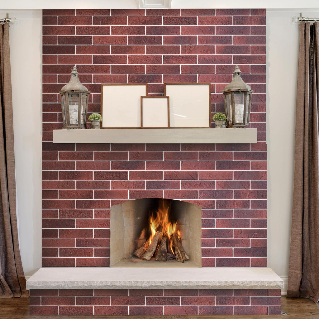 Old Town White Faux Brick Wall Tiles, 2 Pieces 3D Thin Brick Veneers