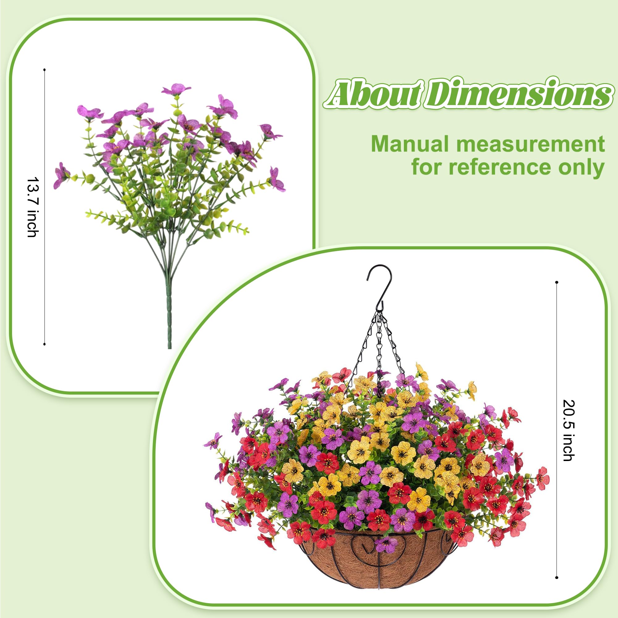 Ammyoo Artificial Faux Hanging Plants Flowers Basket for Spring Outdoor Decoration, Fake Silk Daisy UV Resistant Look Real with Eucalyptus Leaves Summer Outside Decor for Home Patio Garden