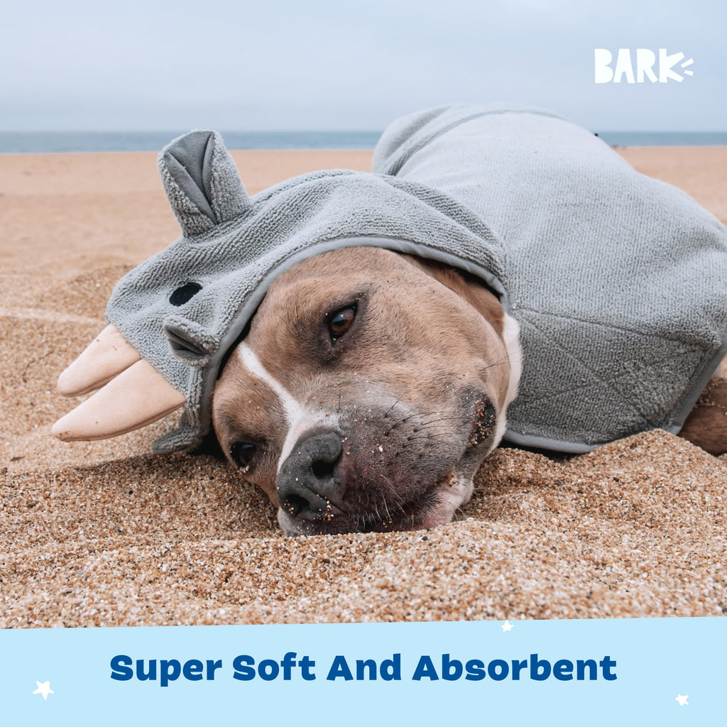 Barkbox Dog Bathrobe Fast Drying with Hook and Loop Closure & Wrap Tie Snuggle, Cute Dogs Clothes, Easy to Clean, Machine Washable, Dog Coats and Tumble Dry Low - Bunny, Medium