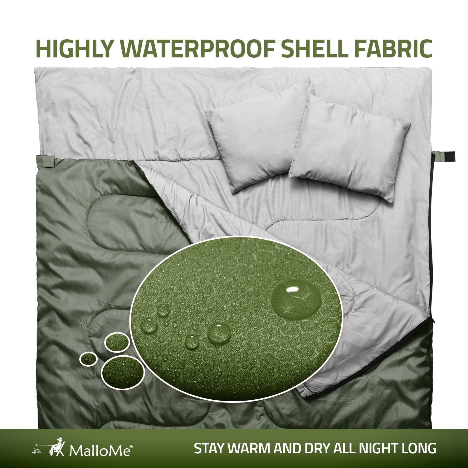 MalloMe Sleeping Bags for Adults Cold Weather & Warm - Backpacking Camping Sleeping Bag for Kids, Girls, Boys - Lightweight Camping Essentials Gear Accessories Hiking Sleep Must Haves Single & Double