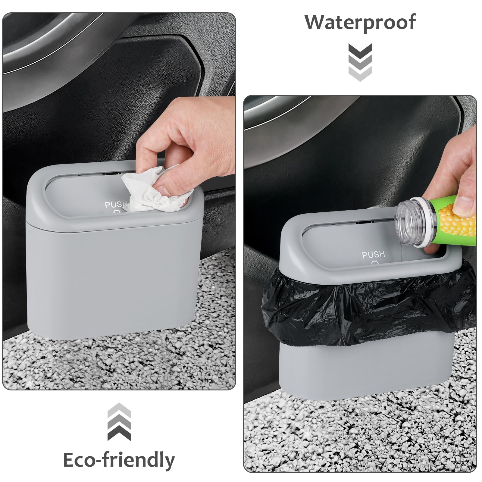 Accmor Car Trash Can with Lid, Mini Auto Dustbin Garbage Organizer with 30 Pcs Plastic Trash Bag, Automotive Garbage Container Bin for Vehicle, Home, Office