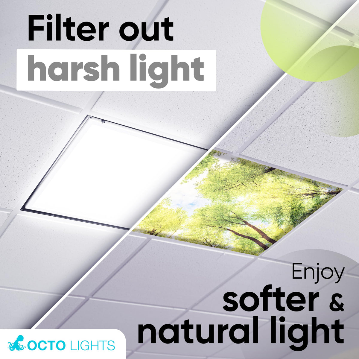 Fluorescent Light Covers for Ceiling Lights - 4 Seasons Magnetic Cover for Fluorescent Or LED Fixture - Must Haves Teacher Supplies - Classroom, Home, Office Cubicle Decor - Filters Overhead Lighting