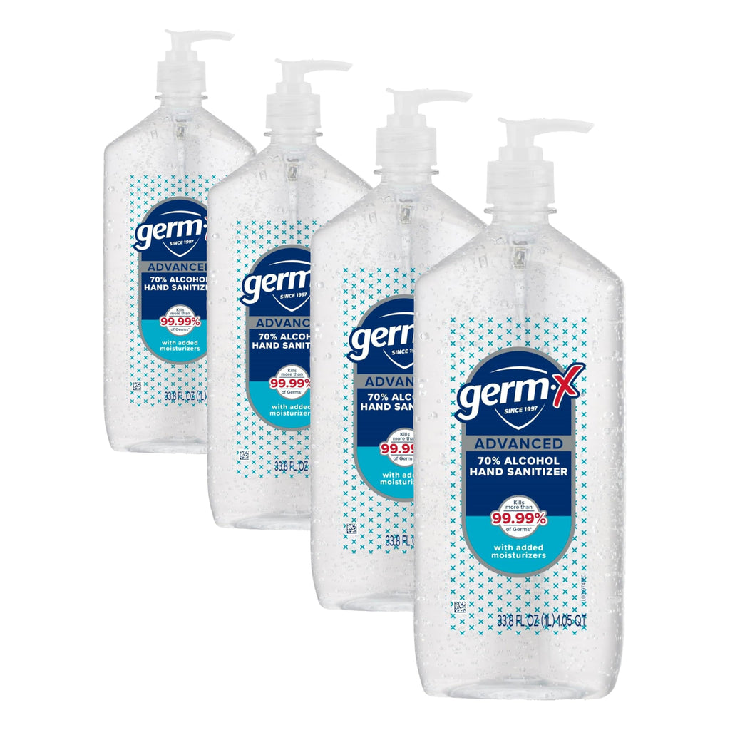 Germ-X Advanced Hand Sanitizer, 2 Fl Oz (Pack of 6), Less Drying Moisturizing Clear Gel, No Rinse Formula, Mini Travel Size for On-The-Go