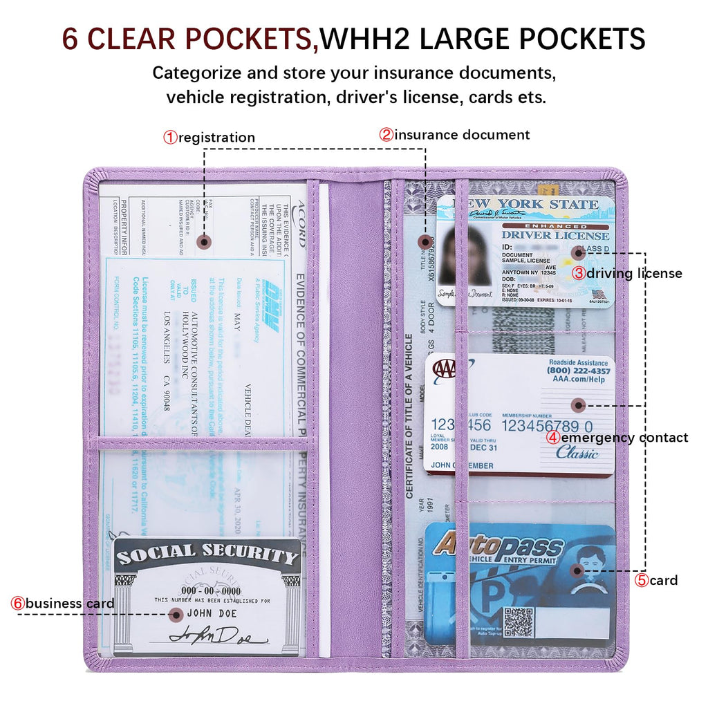 Car Registration and Insurance Card Holder for Women Men, Black Glove Box Paperwork Organizer with Magnetic Buckle for Easy Access and Protect Documents and Various Cards in Vehicle