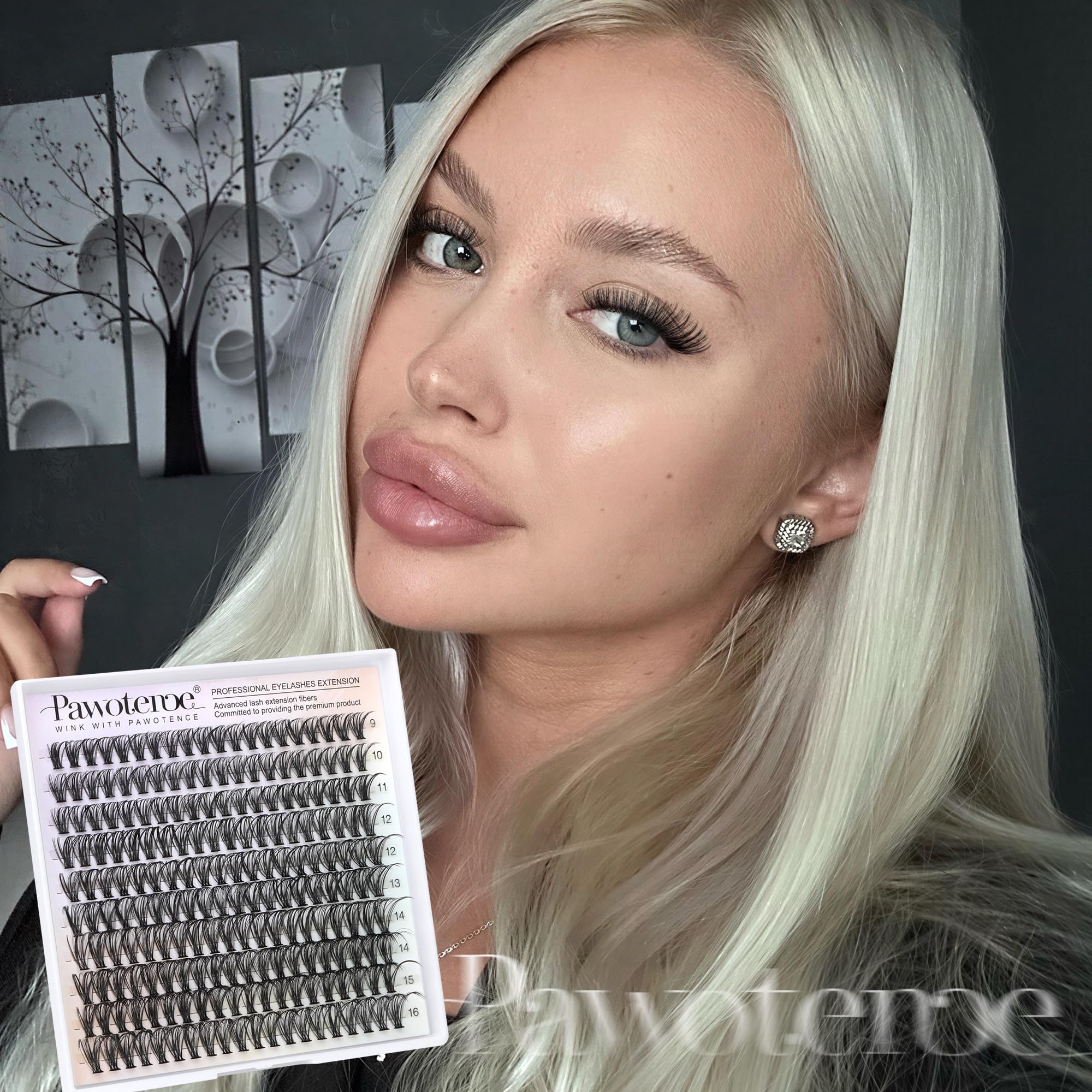 Pawotence Lash Extension Kit DIY 280pcs Individual Lash Clusters Kit 20D&30D Natural 9-15mm Cluster Eyelash Extensions Kit with Lash Bond and Seal, Tweezers for Self Use (20D&30D, 0.07D, 9-15mm, Kit)