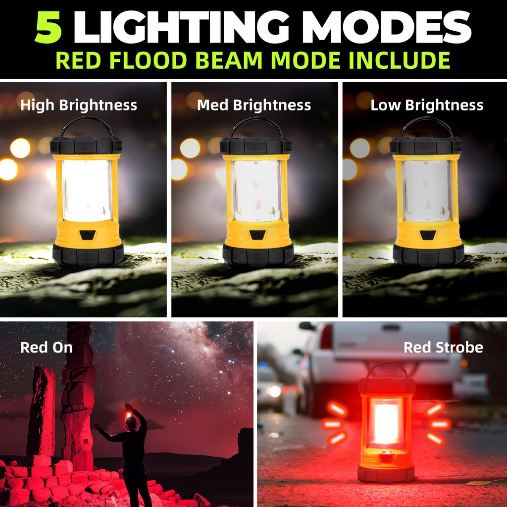 Favourlite Rechargeable Camping Lantern, 3000LM 360° LED Light for Power Outages, 4400mAh with USB-C Emergency Phone Charging, 5 Modes, Water-Resistant Tent Light with Hanging Hooks