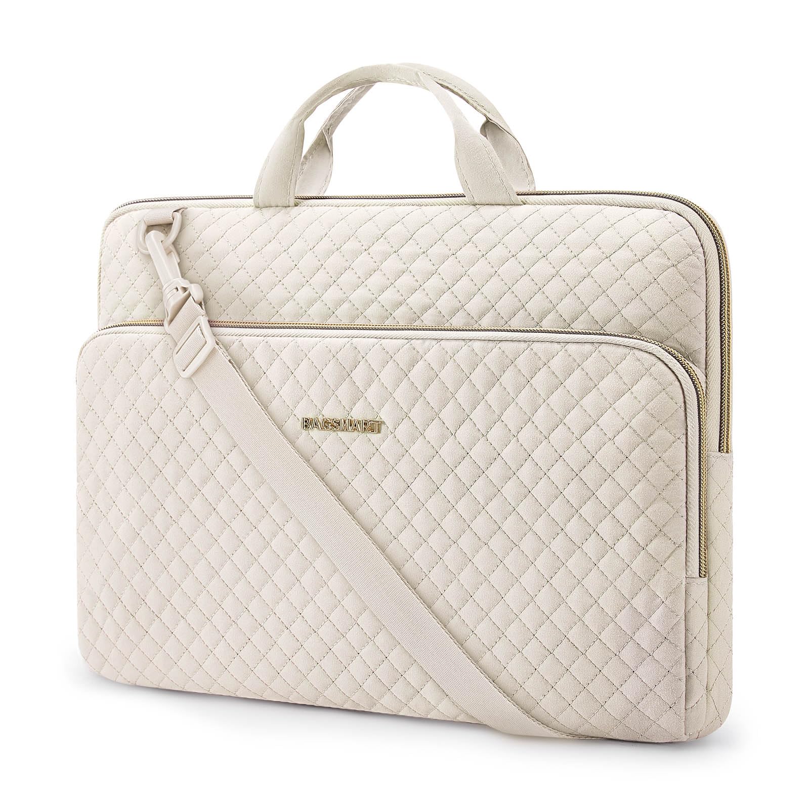 BAGSMART Laptop Case Compatible with 13-13.3 inch Notebook,Compatible with MacBook Pro 14 Inch,MacBook Air,Protective Carrying Bag with Pocket,Handles, Beige