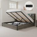 LUXOAK Full Size Lift Up Storage Bed, Wood Platform Bed Frame with Storage Headboard & Charging Station, No Box Spring Needed, Easy Assembly, Black