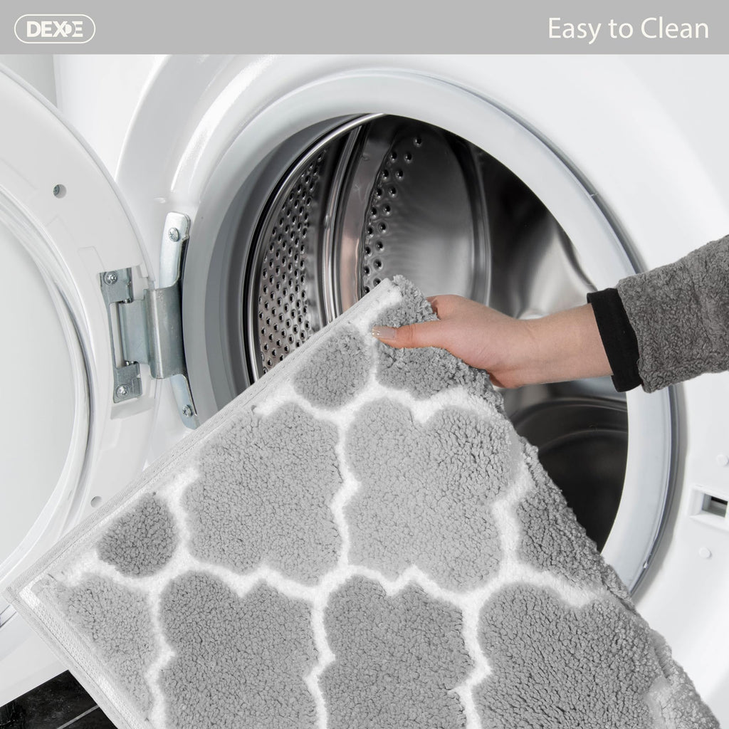 DEXDE Bathroom Rugs Runner 24x47 Long Bath Rug Non Slip Soft Washable Large Bath Mats for Bathroom Bedroom Hallway Kitchen Floor Carpet Modern Boho Decor, Beige