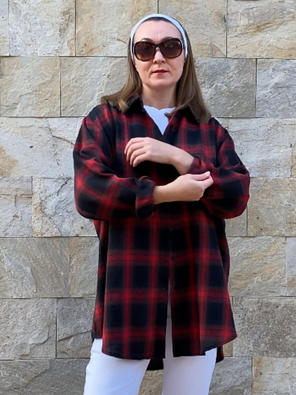 Zeagoo Womens Plus Size Flannel Shirts Plaid Shirts Long Sleeves Casual Button Down Collared Shacket Tops