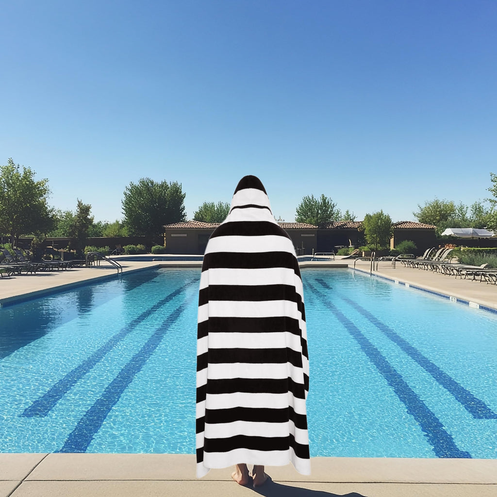 COTTON CRAFT Ombre Stripe Extra Wide Beach Towel for Two - 58x68 - Pure Cotton - Double Woven Jacquard Thick Plush Super Soft Luxurious Velour Pile - Pool Picnic Bath - 450 GSM - Blue