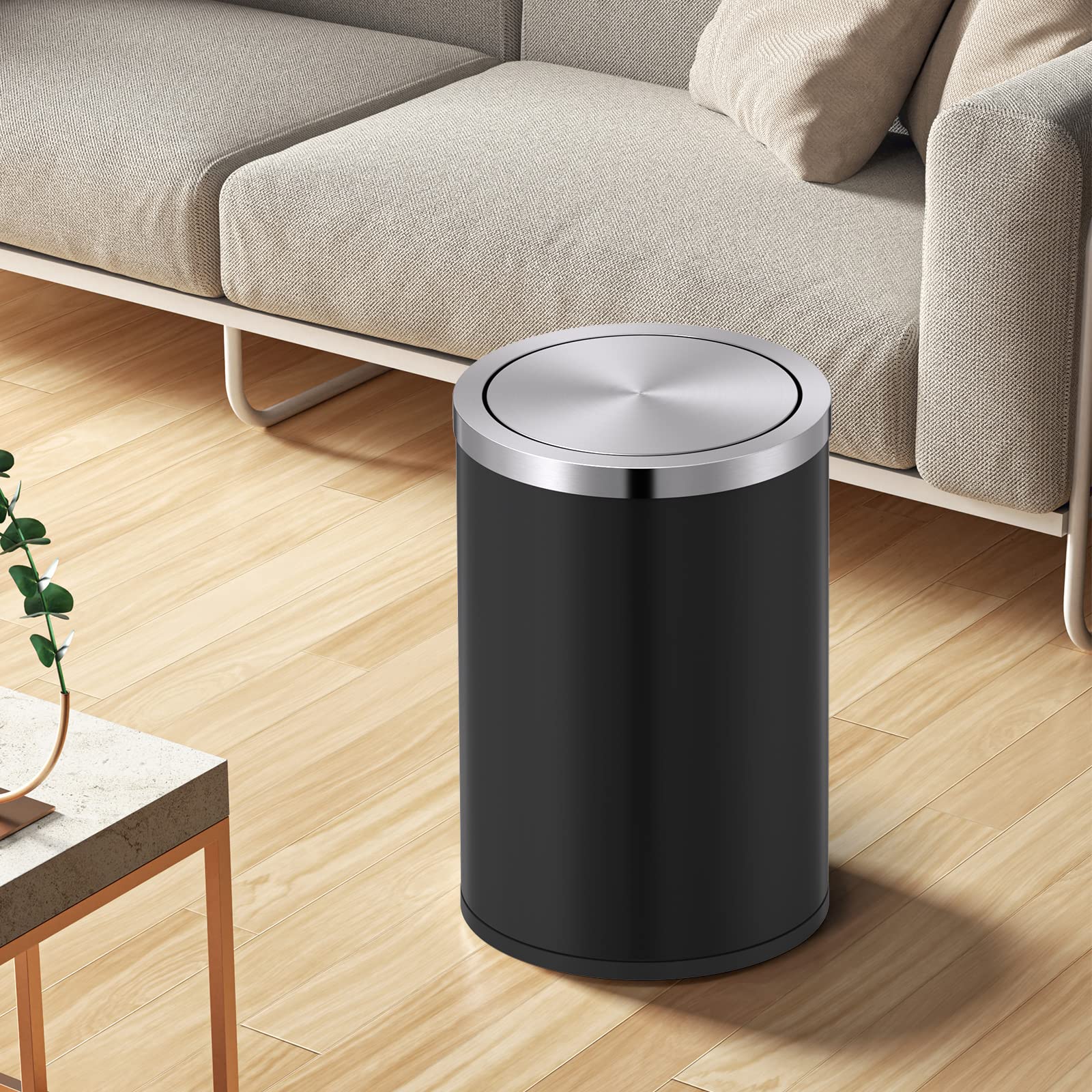Mini Trash Can with Lid, Desktop Small Trash Can Recycling Bin Cute Metal Garbage Can for Tabletop Countertop Use,Stainless Steel 0.4Gal/1.5L Waste Bin for Office Parlor Car Bedroom,Swing Lid Open