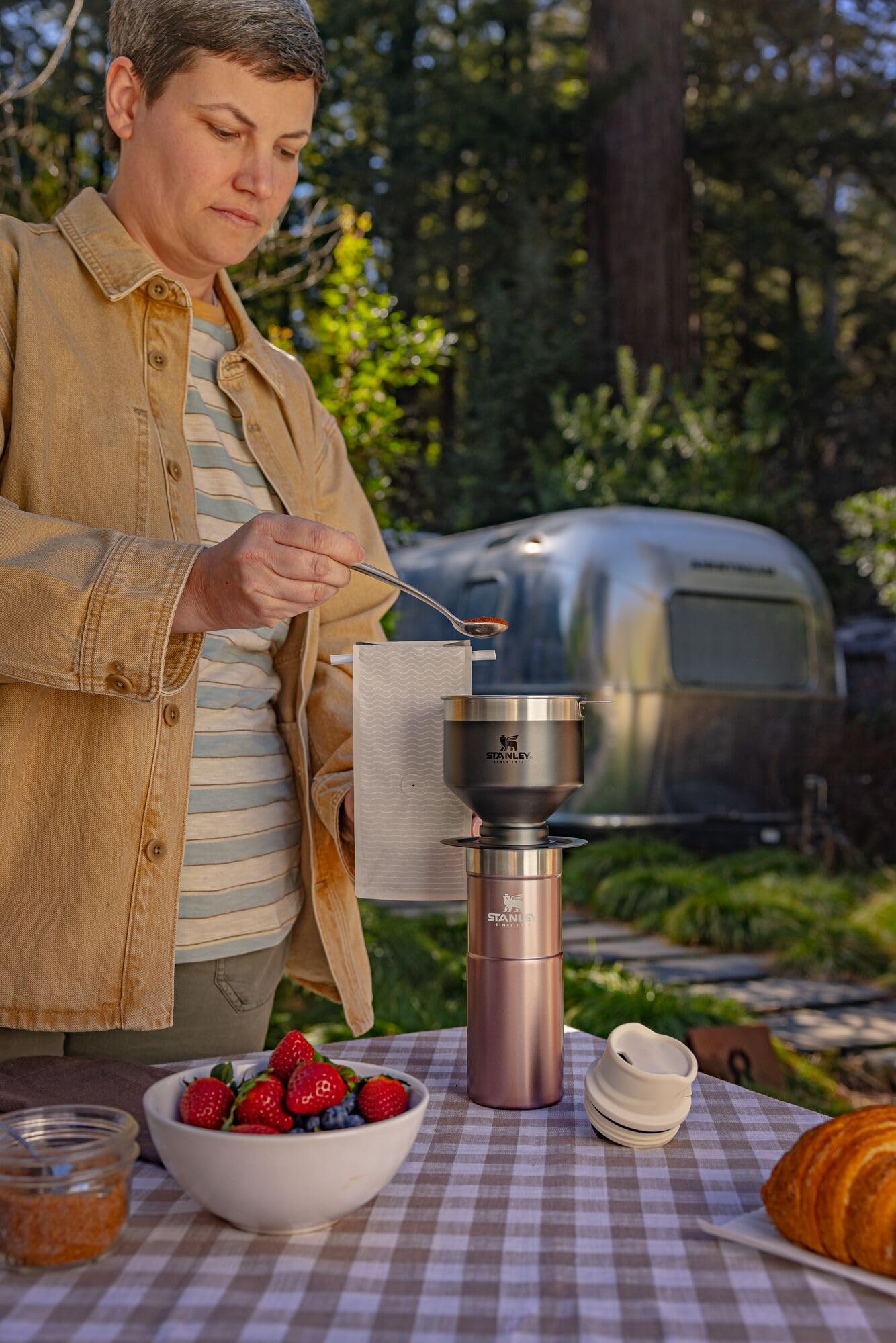STANLEY Perfect Brew Pour Over | Manual Single Cup Coffee Maker | Drip Coffee Maker with Reusable Filter | Easy Clean Stainless Steel | BPA-Free | Charcoal Glow