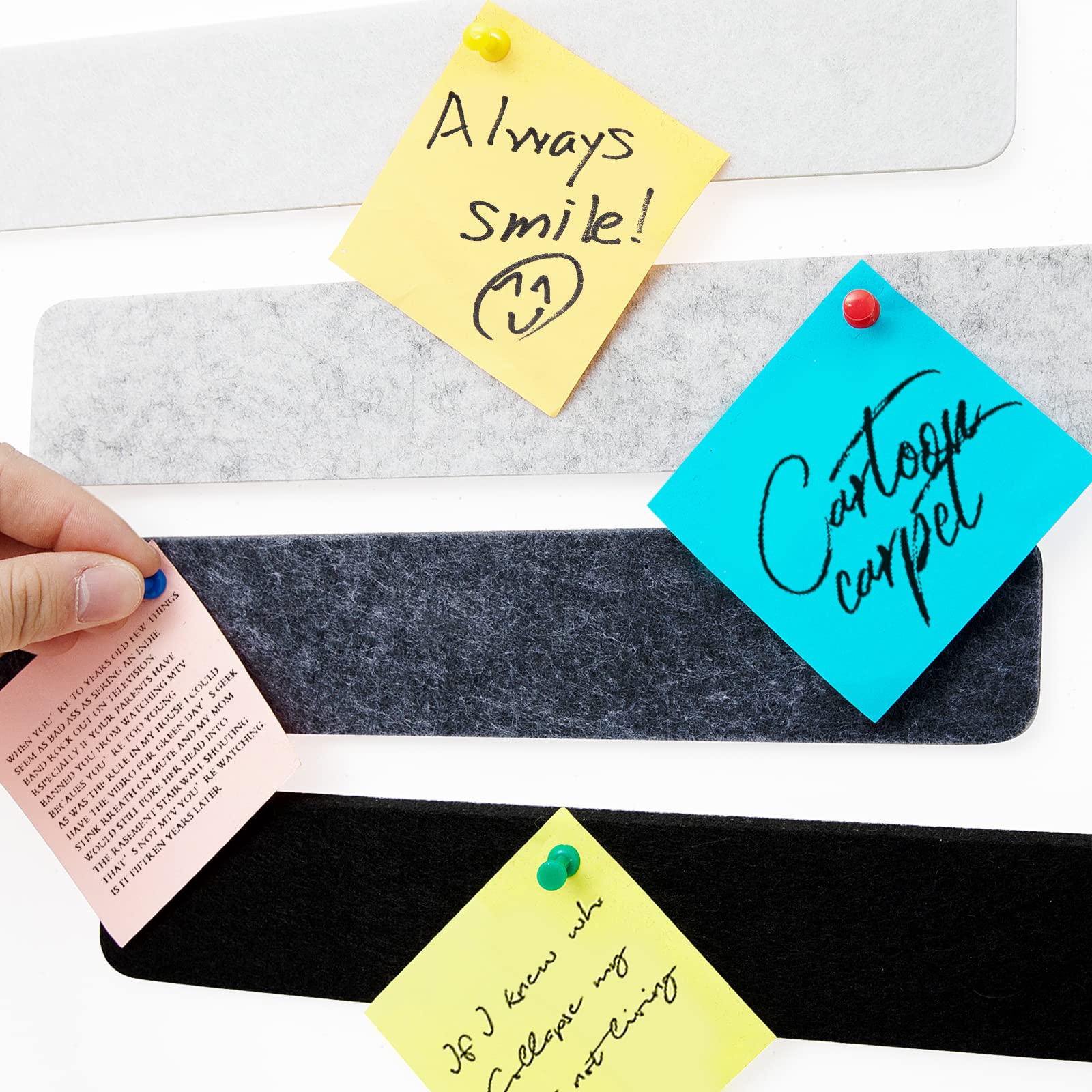 Felt Bulletin Board, 15.7''X 11.8'' corkboard Pin Board for Bedrooms Offices Home Wall Decoration, Self Adhesive Cork Board with 35 Push Pins for Paste Notes, Photos, Schedules (2 Pack)