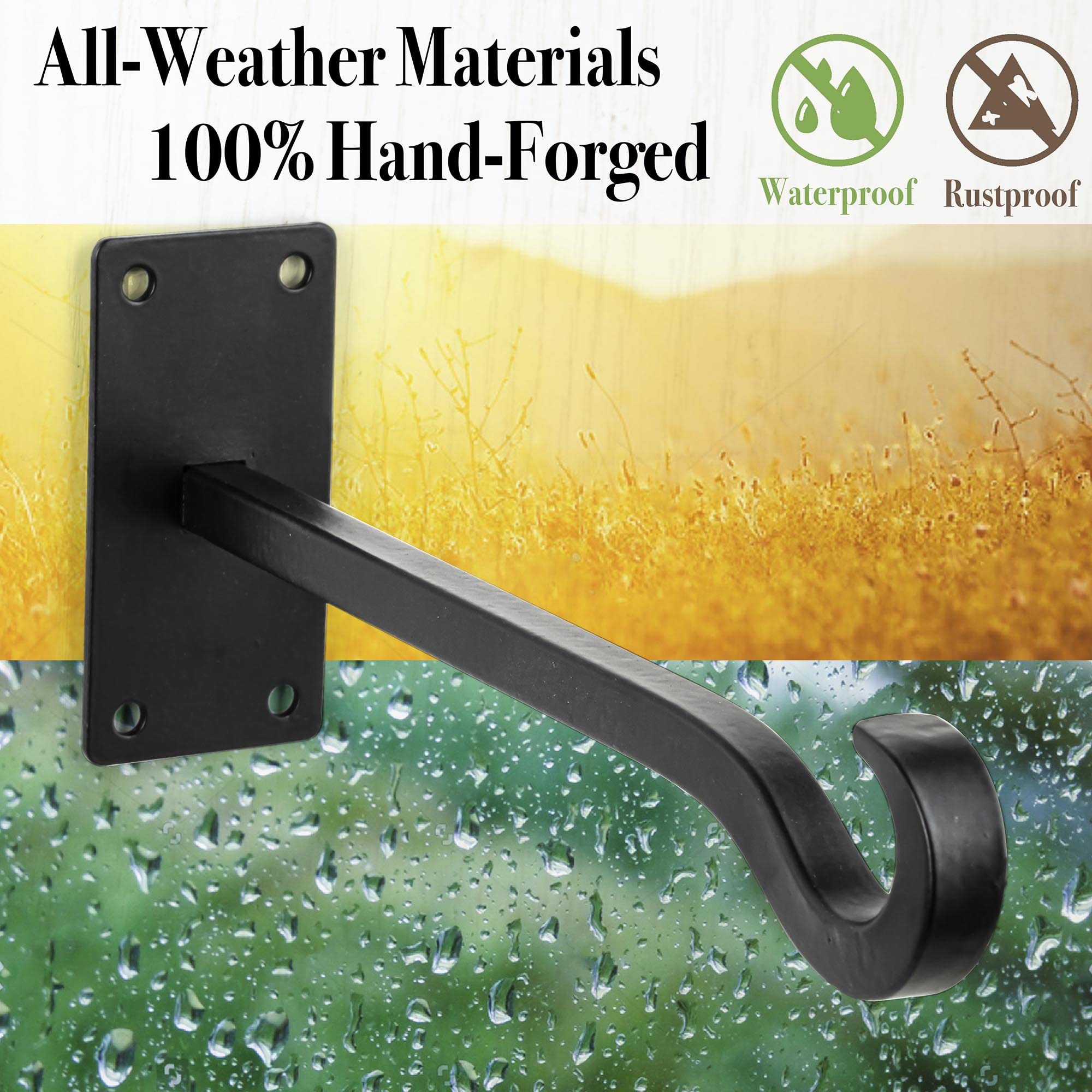 Qiang Ni Heavy-Duty Plant Hanger - 16 Inch 80lbs Metal Wall Mount Plant Bracket for Indoor Outdoor Hanging Bird Feeders, Flower Baskets, Lanterns
