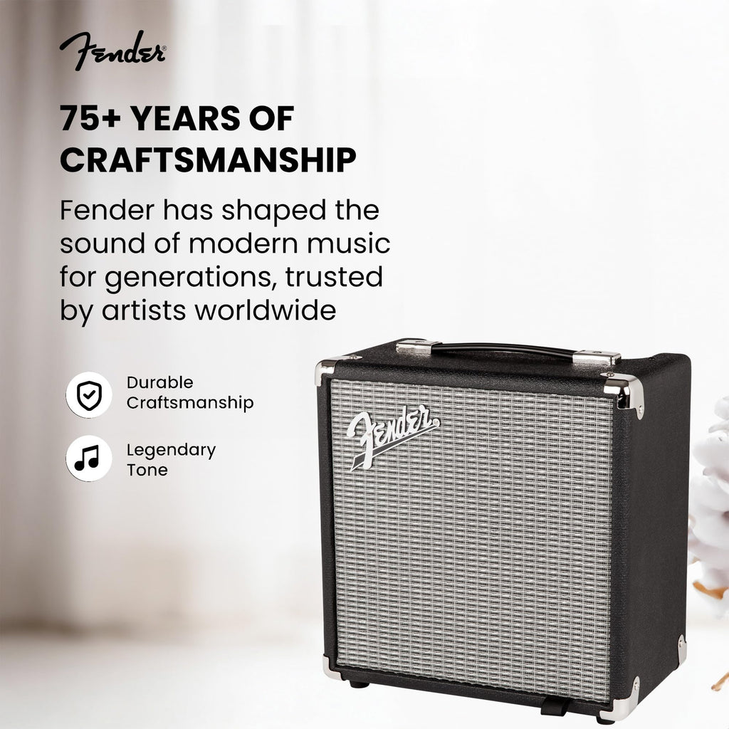 Fender Rumble 15 Bass Guitar Combo Amplifier Bundle with Instrument Cable and Austin Bazaar Instructional DVD