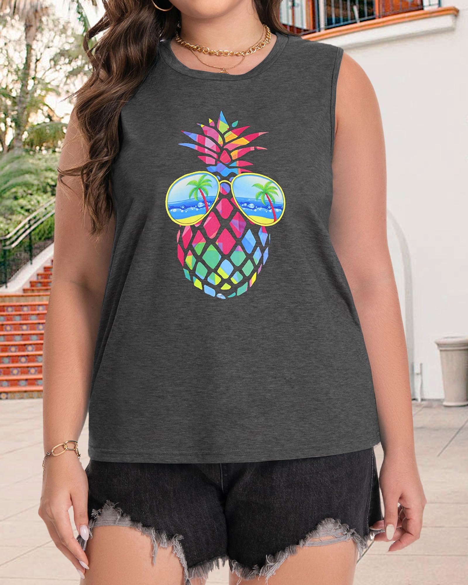 Plus Size Tops for Women Sleeveless Summer Tank Top Loose Fit Casual Tunics Shirts 2026