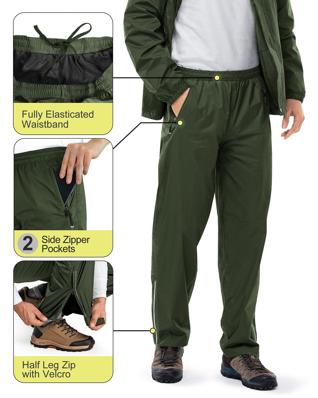 33,000ft Men's Rain Suit Packable Waterproof Lightweight Rain Gear for Golf Hiking Cycling 2 Pieces(Rain Jackets and Pants)