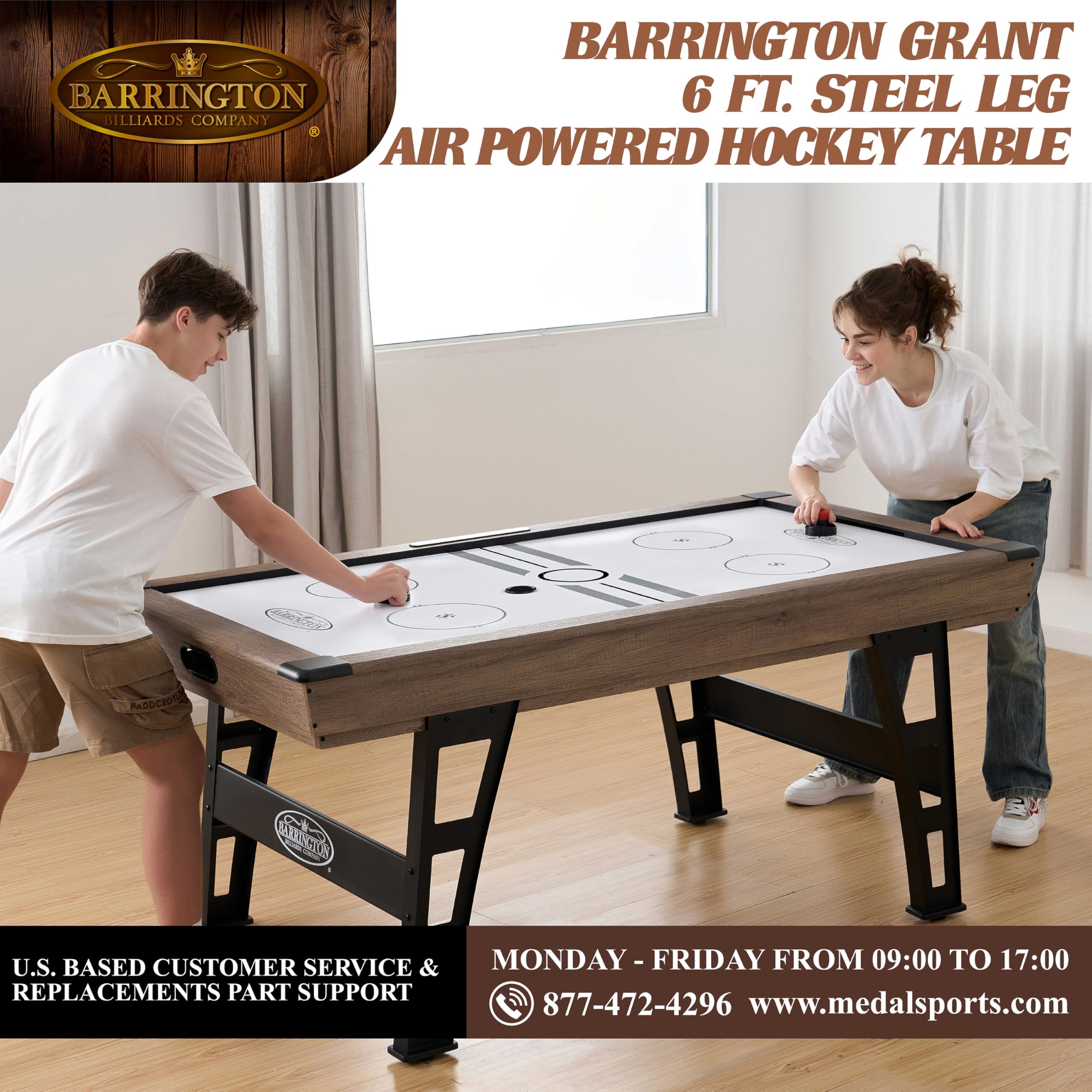 Barrington Billiards Air Hockey Table with Accessories, Perfect for Family Game Rooms | with Accessories