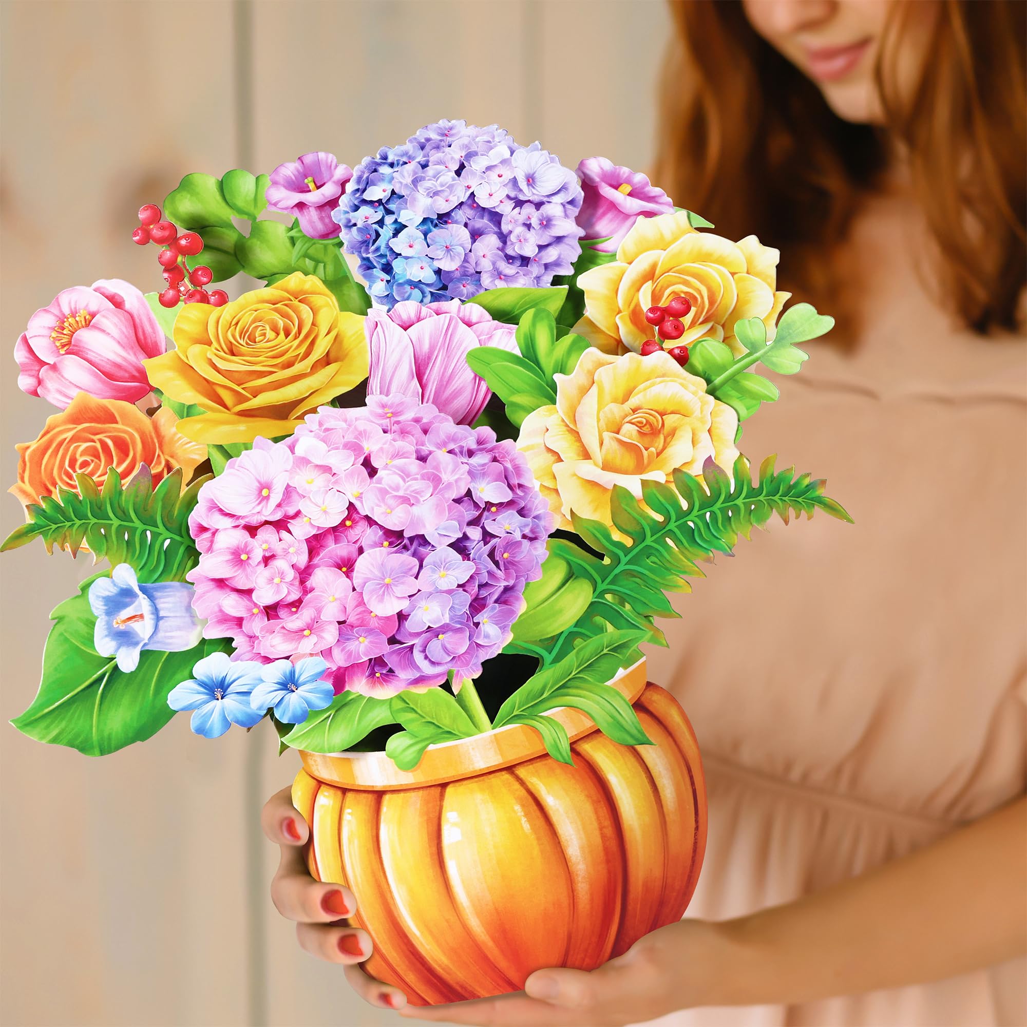 Airpark 3D Pop Up Paper Flowers Bouquet Card 12’‘ with Note & Envelope, Birthday Gifts, Get Well, Thank You, Greeting Cards for Women Mom Wife Friends, Daisies and Butterflies