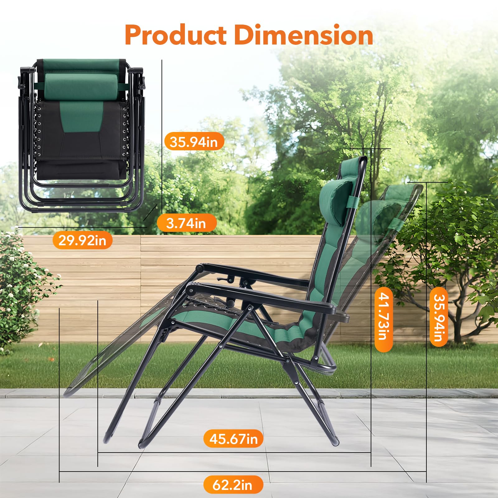 Sweetcrispy Zero Gravity Chairs, Set of 4 Portable Recliner Beach Camping Patio Outdoor Folding Lounge Chair with Cup Holder Trays and Adjustable Pillow for Poolside, Garden, Backyard, Lawn, Black