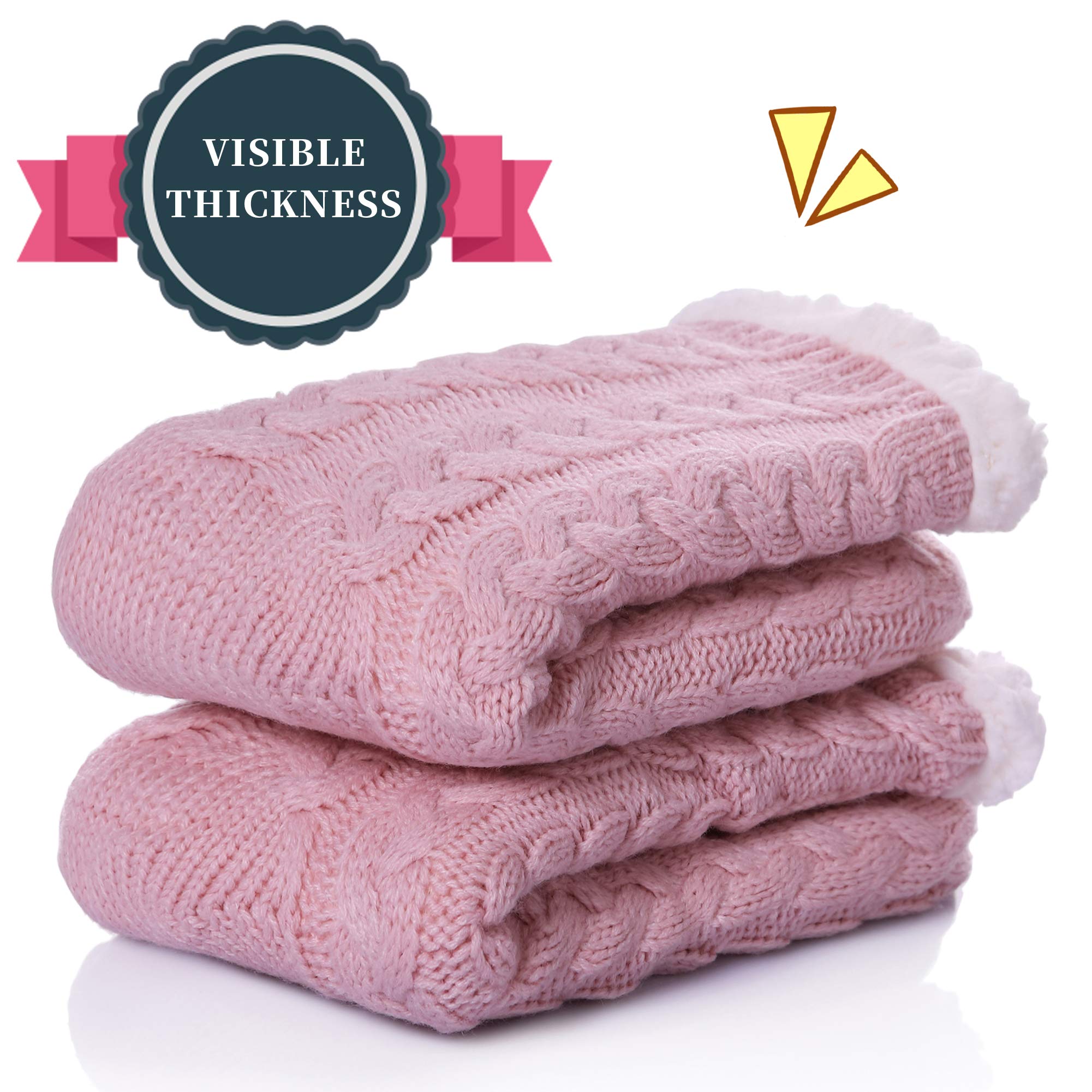 SDBING Women's Winter Super Soft Warm Cozy Fleece Lined Fuzzy Slipper Socks with Grippers