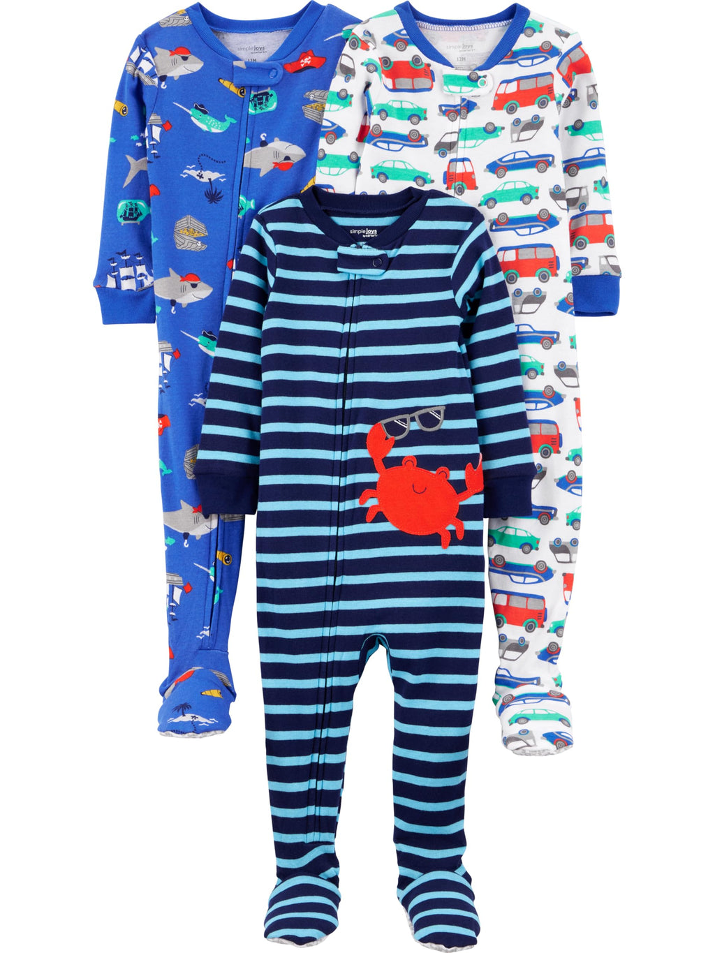 Simple Joys by Carter's Baby Boys 3 pack Snug Fit Footed Cotton Pajamas