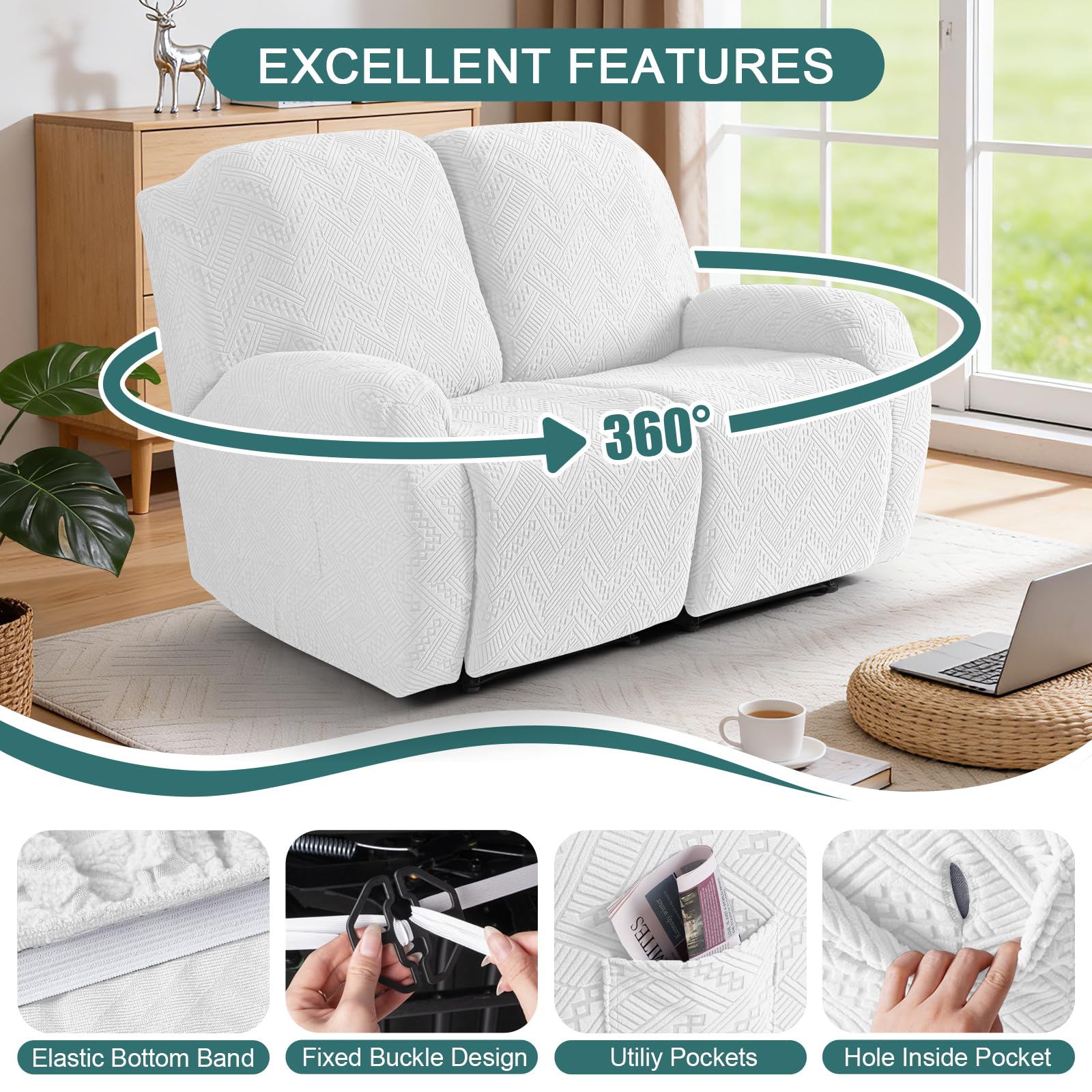 Ruaozz Recliner Chair Covers 3-Pieces Lazy Boy Recliner Slipcovers Stretch Reclining Chair Slipcover Washable Furniture Protector with Elastic Bottom (1 Seater, Army Green)