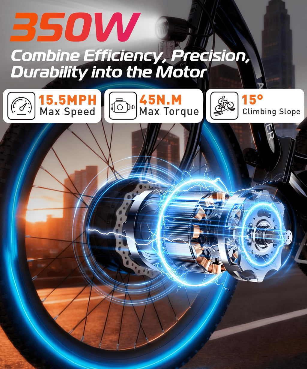 ANCHEER Electric Tricycle for Adults, Peak 600W Folding Electric Trike, 24" 499Wh Ebike for Seniors, 15.5MPH Electric Bike, Removable Battery, 3 Wheel, LCD, Rear Differential, Basket