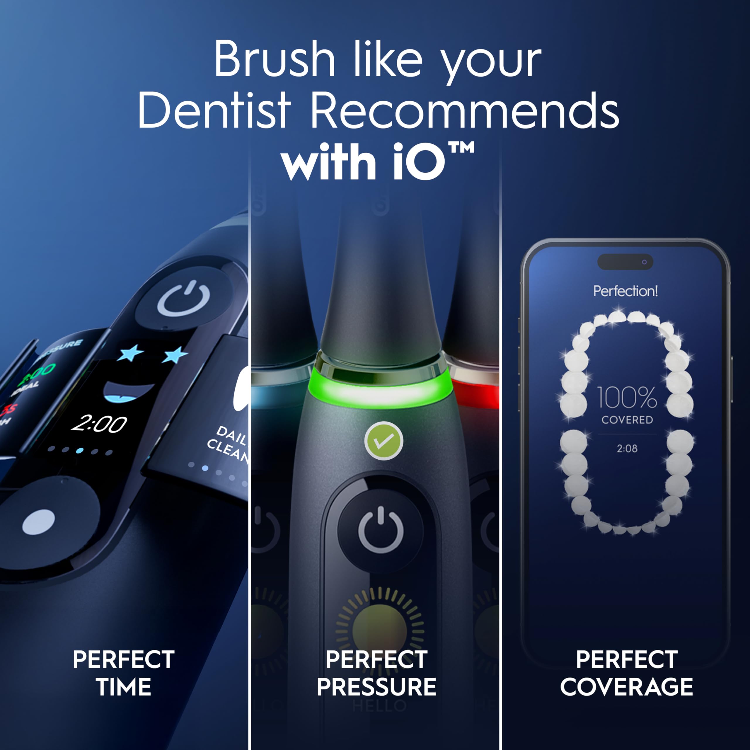 Oral-B Rechargeable Electric Toothbrush, iO10 Ultimate Clean, 7 Cleaning Modes, Interactive Display, iSense Charger, Charging Travel Case, 4 Brush Heads, Rechargeable Toothbrush, Black