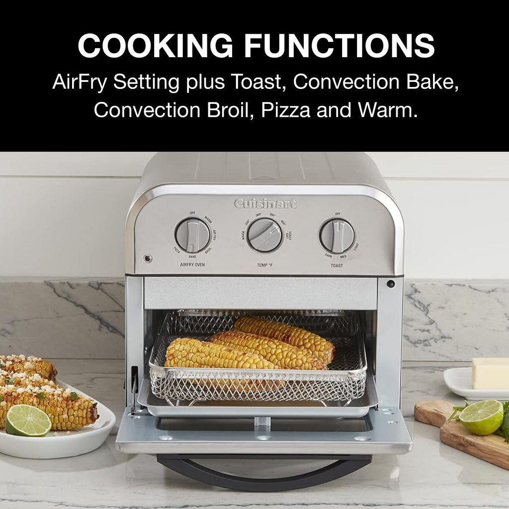 Cuisinart Air Fryer + Convection Toaster Oven, 8-1 Oven with Bake, Grill, Broil & Warm Options, Stainless Steel (TOA-70C)