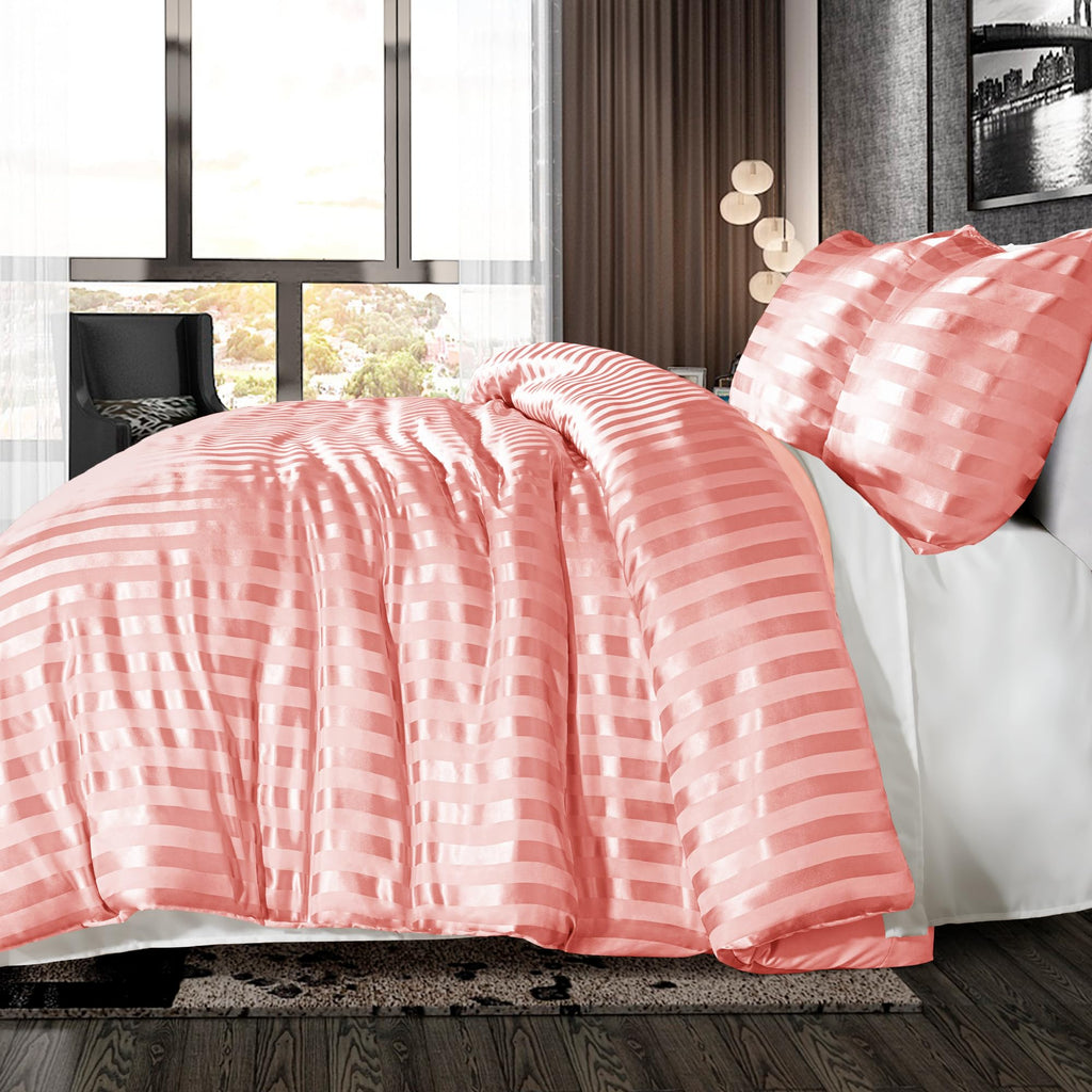 Whale Flotilla 2-Piece Reversible Silky Soft Twin Size Comforter Bedding Set, Luxurious Satin Comforters with Satin Pillowcase, Lightweight Duvet for All Seasons, Black