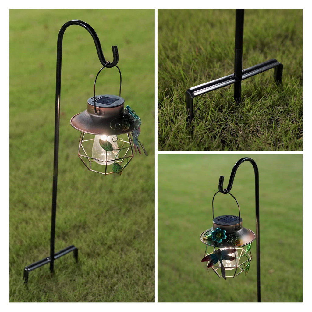 EXCMARK Shepherd Hook Adjustable Height 32/24/16’’ 1/2 inch Thick Use at Weddings, Hanging Solar Lights, Lanterns, Bird Feeders, Metal Hanger Hook (Black,32inch). U.S. Patent.
