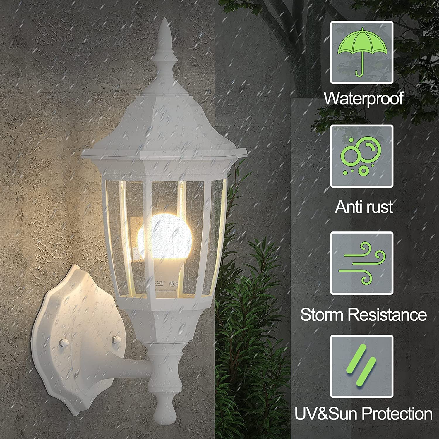 EMART Dusk to Dawn Plastic Outdoor Wall Light Fixtures with Bulbs, Waterproof and Anti-Corrosion Porch Sconces, Exterior Lanterns Wall Mount Lamp for Outside, Garage, Front Door, Patio, 1 Pack, Black