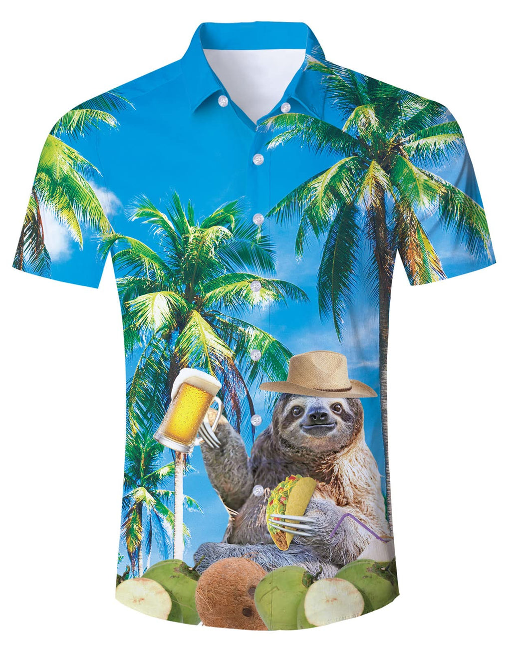 Fanient Mens Hawaiian Shirt Summer 3D Print Casual Short Sleeve Button Down Graphic Aloha Dress Shirts