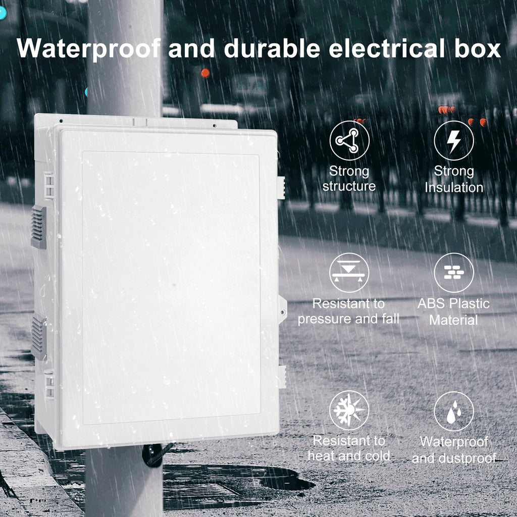 Namunanee Outdoor Electrical Junction Box, ABS Water Resistant Enclosure with Internal Mounting Panel & Hinged Cover, 9.2" H* 7" L* 4.6" W