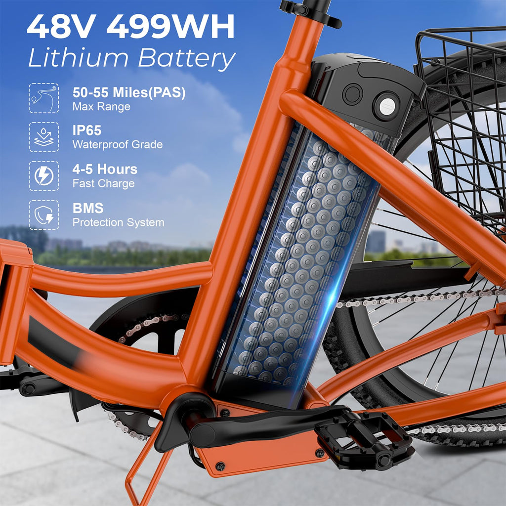 ANCHEER Electric Tricycle for Adults, Peak 600W Folding Electric Trike, 24" 499Wh Ebike for Seniors, 15.5MPH Electric Bike, Removable Battery, 3 Wheel, LCD, Rear Differential, Basket