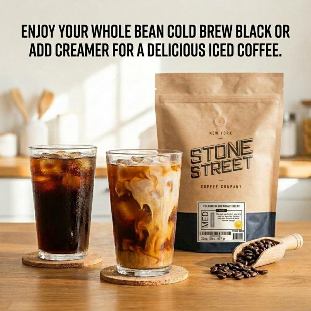 Stone Street Cold Brew Coffee, Low Acid, 100% Arabica, Gourmet Coffee - Breakfast Blend, Medium Roast, Coarse Ground, 2 LB
