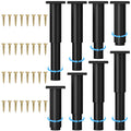 Metal Adjustable Furniture Legs 5.12-9.45 inch, Wlrrcwdttc Sofa Legs Cabinet Legs Adjustable Height Replacement Support Legs for Bed/Couch/Dresser/Chair/Coffee Table, Legs for Furniture Set of 2-Black