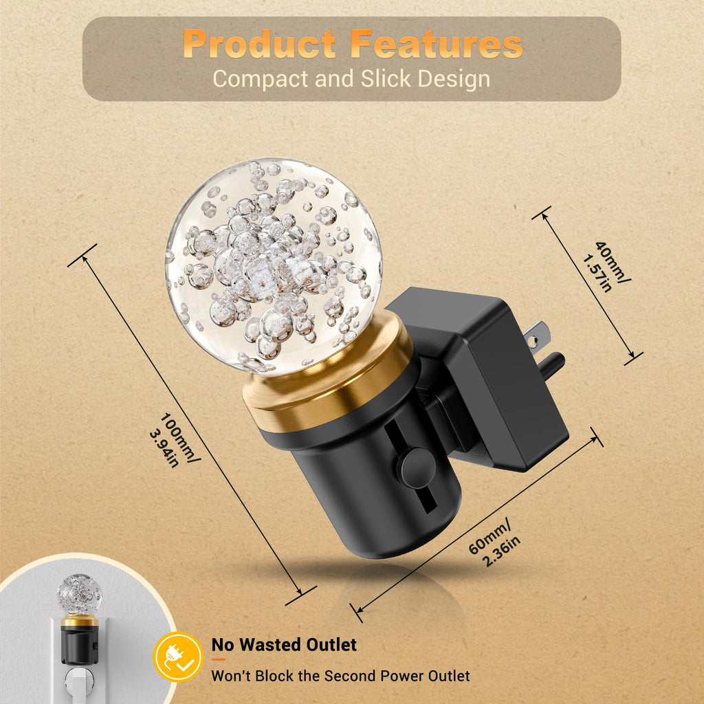 JandCase Night Lights Plug into Wall, Dusk to Dawn Sensor, 3000K Soft White LED, Acrylic Design, 0-100lm Adjustable Brightness, for Bedroom, Bathroom, Living Room, Hallway