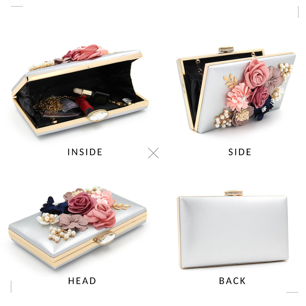 Evening Bag for Women, Flower Wedding Evening Clutch Purse Bride Floral Clutch Bag