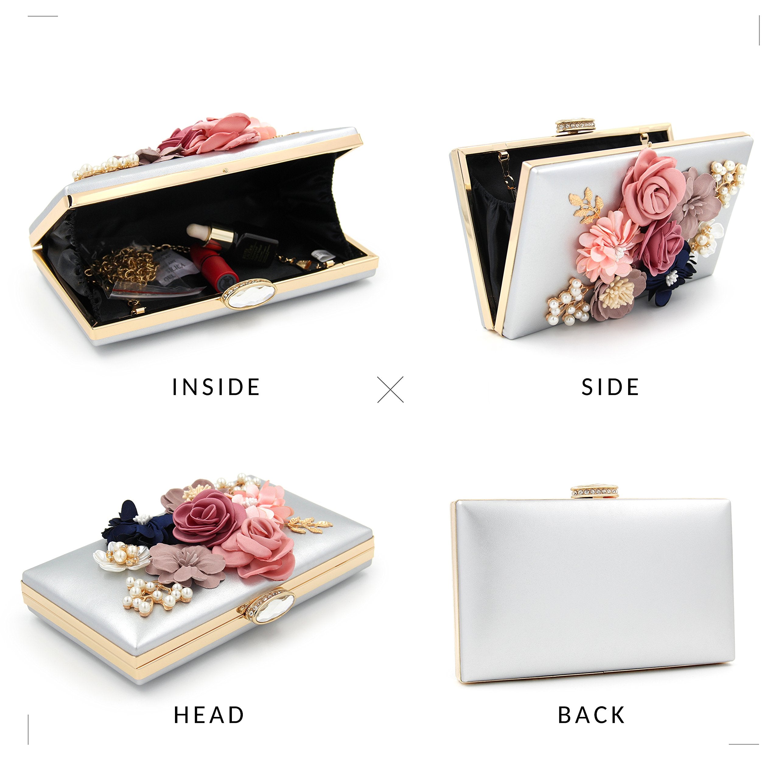 Evening Bag for Women, Flower Wedding Evening Clutch Purse Bride Floral Clutch Bag