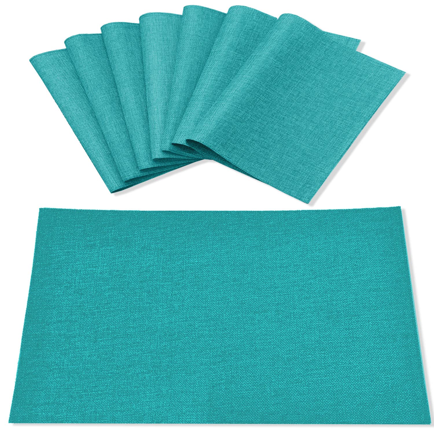 Cloth Placemats Set of 8, Linen Type Fabric Placemats Machine Washable Heat Resistant Placemats Wrinkle Free Thick Polyester Kitchen Place Mats for Dining Table (Beige)