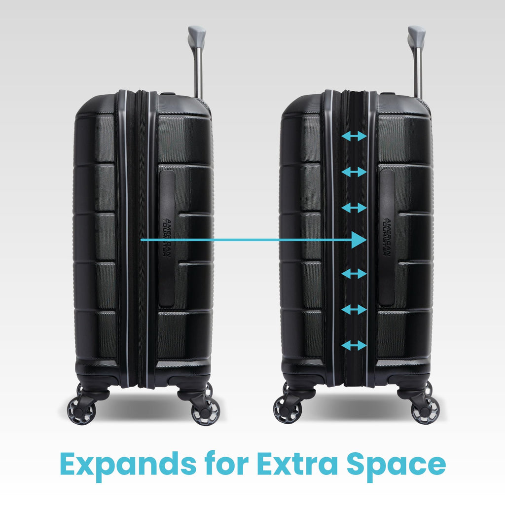 American Tourister Stratum 2.0 Expandable Hardside Luggage with Spinner Wheels, 2-Piece Set 20/28, Blue