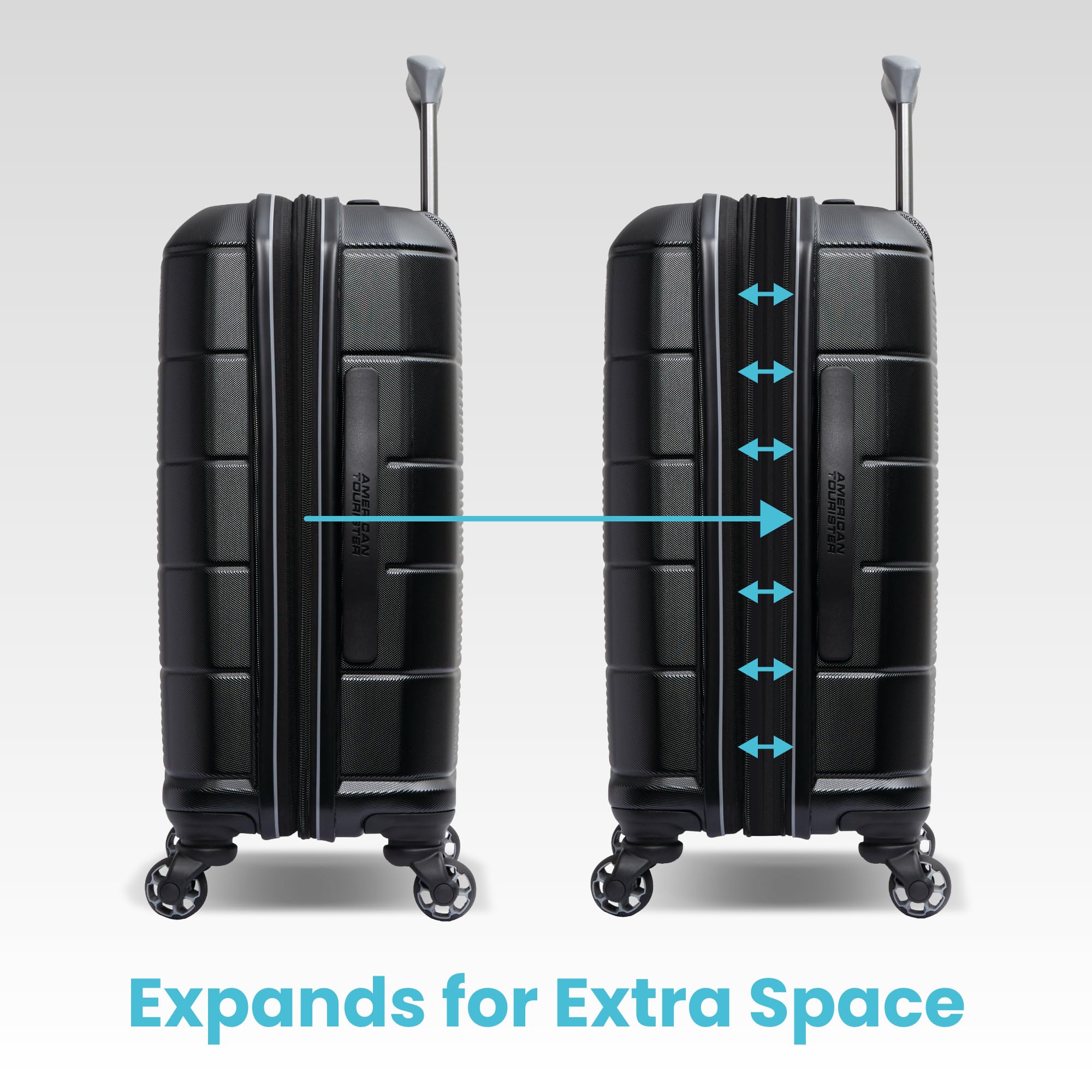 American Tourister Stratum 2.0 Expandable Hardside Luggage with Spinner Wheels, 2-Piece Set 20/28, Blue