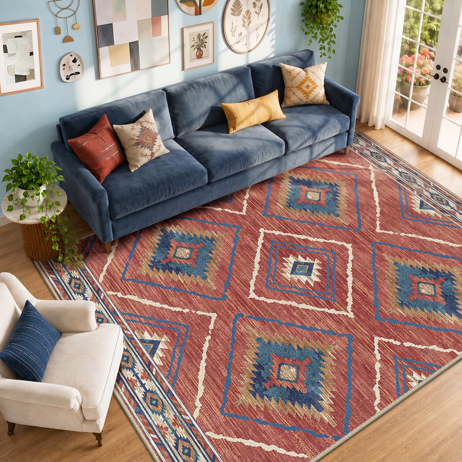 BESTSWEETIE Area Rug 2x3 Rug Machine Washable Non-Slip Low Pile Print Pattern Western Rug for Living Room Bedroom Entryway Tribal Series-Abstract/Cowhide