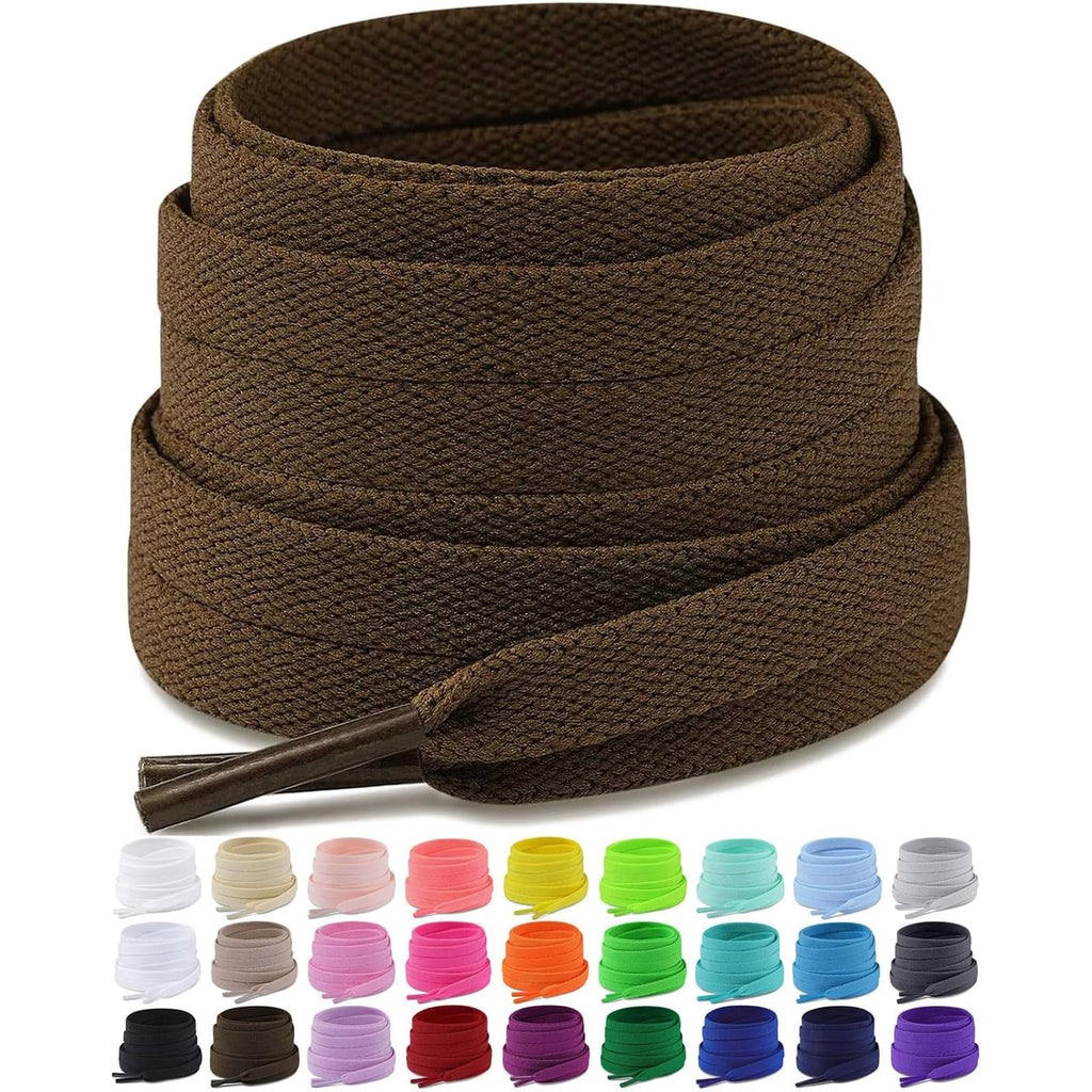 Upgrade Tight Weave Flat Shoelaces 28 Colors 5/16" Wide Shoe Laces for Sneakers - 2Pairs